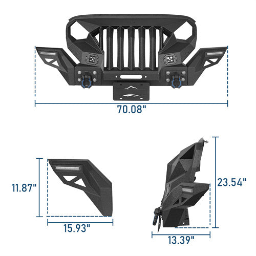 Front Bumper & Rear Bumper w/2Inch Hitch Receiver(07-18 Jeep Wrangler JK) - ultralisk4x4