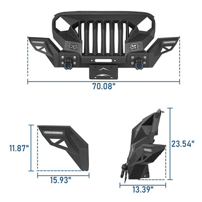 Front Bumper & Rear Bumper w/2Inch Hitch Receiver(07-18 Jeep Wrangler JK) - ultralisk4x4