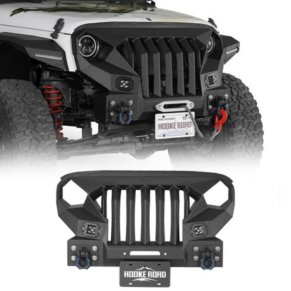 Mad Max Grill+Bumper w/ Winch Plate & LED Spotlights For 2007-2018 Jeep Wrangler JK - Ultralisk 4x4