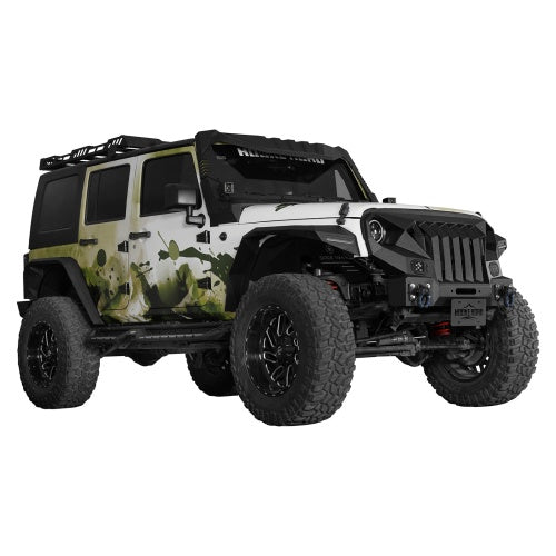 Mad Max Grill+Bumper w/ Winch Plate & LED Spotlights For 2007-2018 Jeep Wrangler JK - Ultralisk 4x4
