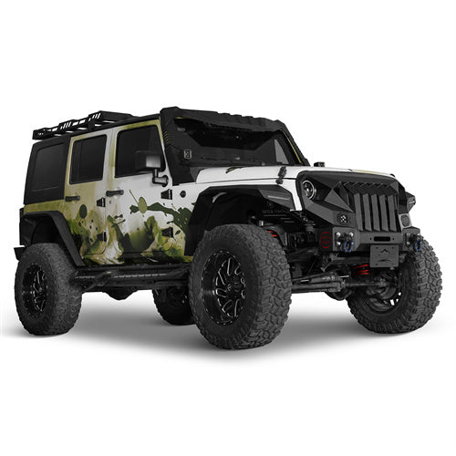 Mad Max Grill+Bumper w/ Winch Plate & LED Spotlights For 2007-2018 Jeep Wrangler JK - Ultralisk 4x4