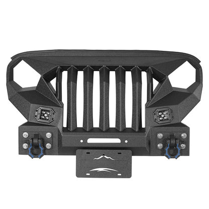 Mad Max Grill+Bumper w/ Winch Plate & LED Spotlights For 2007-2018 Jeep Wrangler JK - Ultralisk 4x4