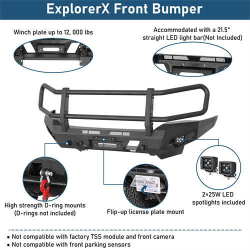 ExplorerX Front Bumper w/ Grille Guard For 2014-2024 Toyota 4Runner - Ultralisk4x4