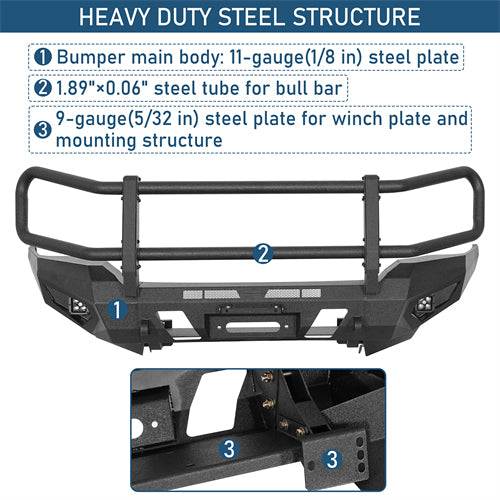 ExplorerX Front Bumper w/ Grille Guard For 2014-2024 Toyota 4Runner - Ultralisk4x4