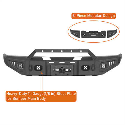 Road Trip Front Bumper w/ LED Spotlights For 1988-1998 Chevy C/K 1500/2500/3500 & GMC Sierra 1500/2500/3500 - Ultralisk4x4
