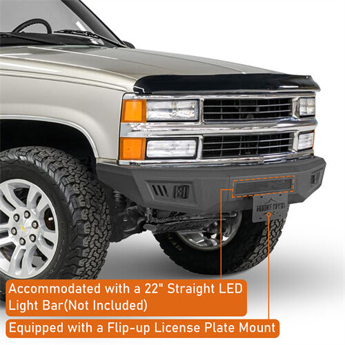Road Trip Front Bumper w/ LED spotlights included For 1988-1998 Chevy C/K 1500/2500/3500 & GMC Sierra 1500/2500/3500 - Ultralisk4x4