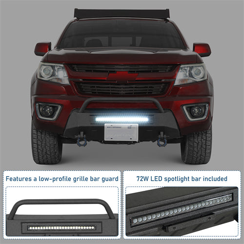 Blink Stubby Front Bumper w/LED Spotlight Bar For 2015-2020 Chevy Colorado(Excluding ZR2 Models) - Ultralisk4x4