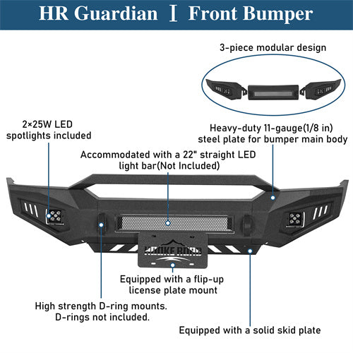 Front Bumper w/ LED Spotlights Included For 1998-2011 Ford Ranger - Ultralisk4x4
