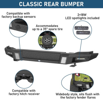 Classic Rear Bumper For Ford Bronco 2021-2026(Excluding Bronco Sport & Raptor)- Ultralisk4x4