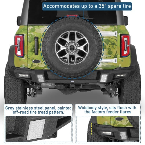 Classic Rear Bumper For Ford Bronco 2021-2026(Excluding Bronco Sport & Raptor)- Ultralisk4x4