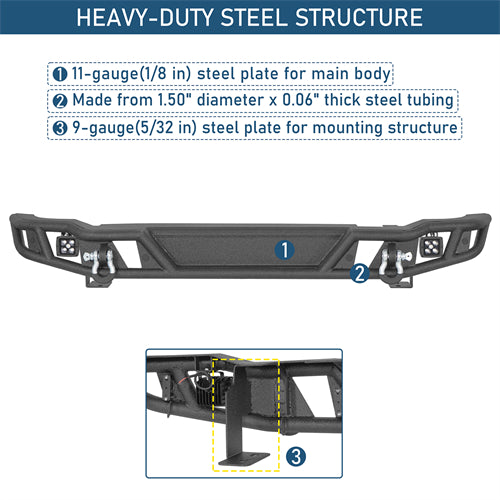 Tubular Rear Bumper For 2021-2026 Ford Bronco Excluding Raptor - Ultralisk4x4