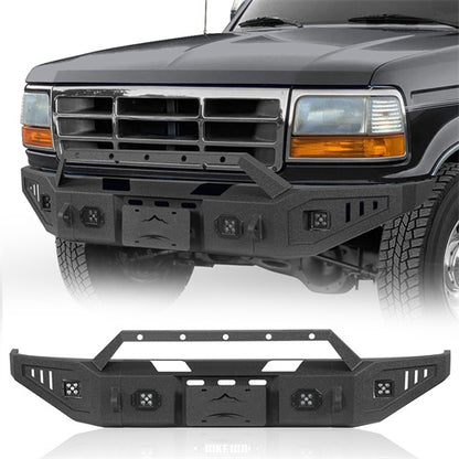 Aftermarket Front Bumper w/ LED Spotlights For 1992-1996 Ford Bronco F-150 F-250 F-350 - Ultralisk4x4