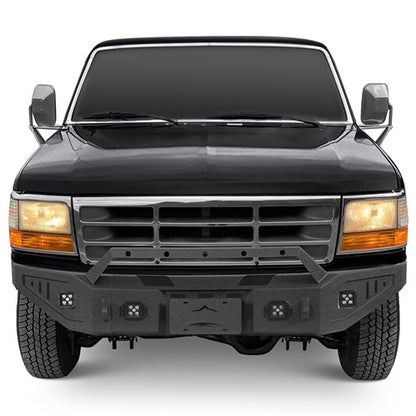 Aftermarket Front Bumper w/ LED Spotlights For 1992-1996 Ford Bronco F-150 F-250 F-350 - Ultralisk4x4