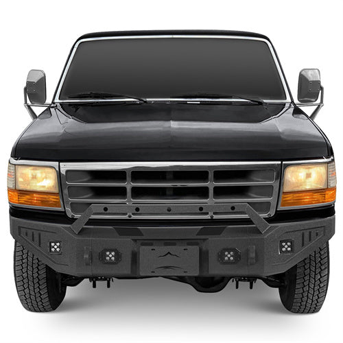 Aftermarket Front Bumper w/ LED Spotlights For 1992-1996 Ford Bronco F-150 F-250 F-350 - Ultralisk4x4