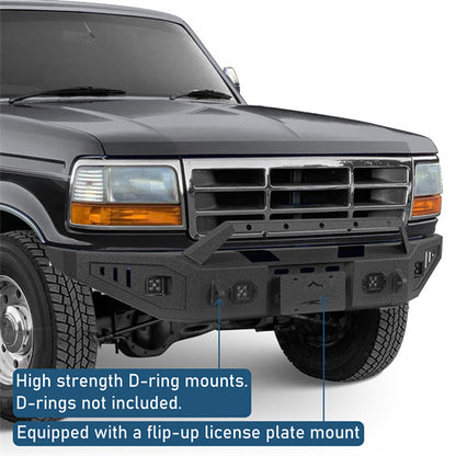 Aftermarket Front Bumper w/ LED Spotlights For 1992-1996 Ford Bronco F-150 F-250 F-350 - Ultralisk4x4