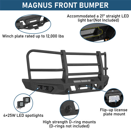 agnus Front Bumper w/ Grille Guard For 2015-2017 Ford F-150 (Excluding Raptor) - Ultralisk4x4