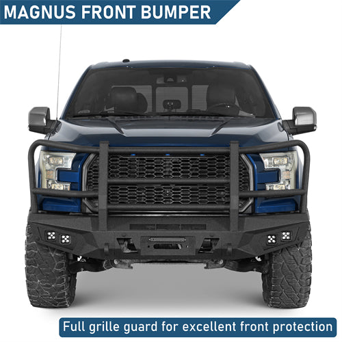 agnus Front Bumper w/ Grille Guard For 2015-2017 Ford F-150 (Excluding Raptor) - Ultralisk4x4