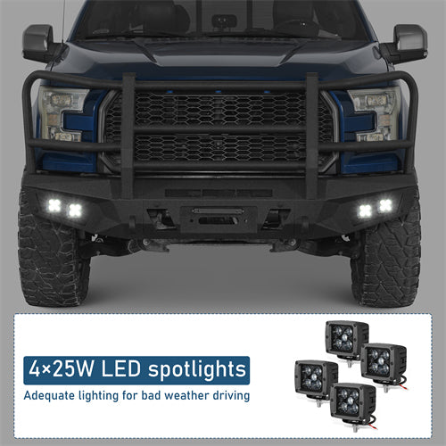 agnus Front Bumper w/ Grille Guard For 2015-2017 Ford F-150 (Excluding Raptor) - Ultralisk4x4