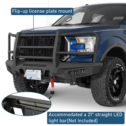 agnus Front Bumper w/ Grille Guard For 2015-2017 Ford F-150 (Excluding Raptor) - Ultralisk4x4