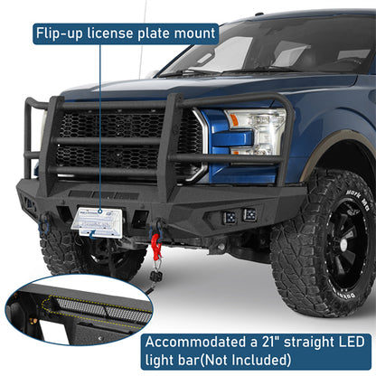 agnus Front Bumper w/ Grille Guard For 2015-2017 Ford F-150 (Excluding Raptor) - Ultralisk4x4