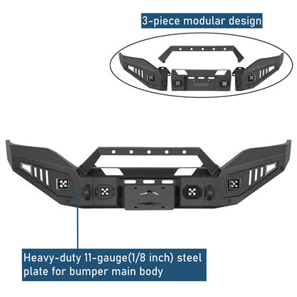 Full-width Front Bumper w/ LED Spotlights For 2016-2018 GMC Sierra 1500 - Ultralisk4x4