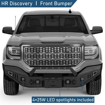 Full-width Front Bumper w/ LED Spotlights For 2016-2018 GMC Sierra 1500 - Ultralisk4x4