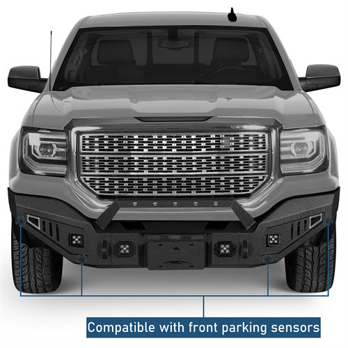 Full-width Front Bumper w/ LED Spotlights For 2016-2018 GMC Sierra 1500 - Ultralisk4x4