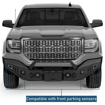 Full-width Front Bumper w/ LED Spotlights For 2016-2018 GMC Sierra 1500 - Ultralisk4x4