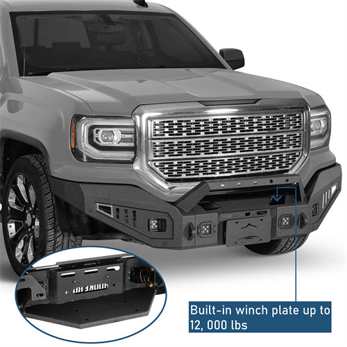 Full-width Front Bumper w/ LED Spotlights For 2016-2018 GMC Sierra 1500 - Ultralisk4x4