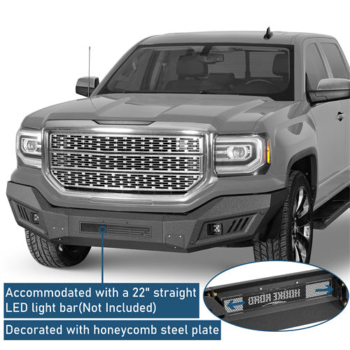 Off-Road Front Bumper w/ LED Spotlights For 2016-2018 GMC Sierra 1500 - Ultralisk4x4