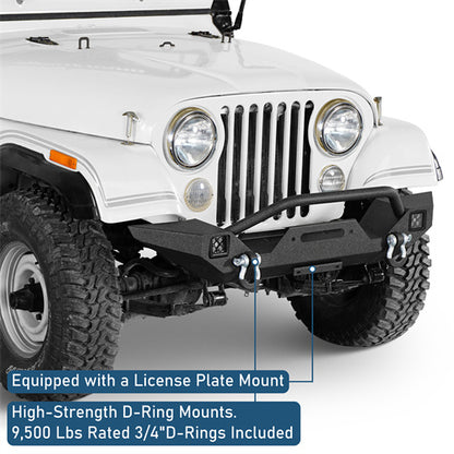 Mid Width Front Bumper w/ LED Spotlights For 1976-1986 Jeep CJ-5 CJ-7 CJ-8 Scrambler - Ultralisk4x4