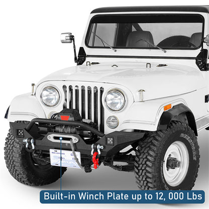 Mid Width Front Bumper w/ LED Spotlights For 1976-1986 Jeep CJ-5 CJ-7 CJ-8 Scrambler - Ultralisk4x4