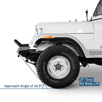 Mid Width Front Bumper w/ LED Spotlights For 1976-1986 Jeep CJ-5 CJ-7 CJ-8 Scrambler - Ultralisk4x4