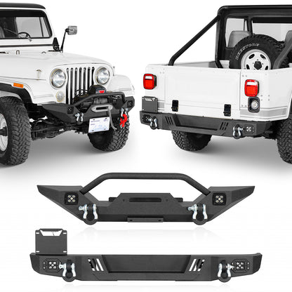 Aftermarket Front & Rear Bumper w/ LED Lights For 1976-1986 Jeep CJ-5 CJ-7 CJ-8 Scrambler - Ultralisk4x4