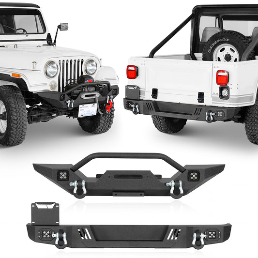 Aftermarket Front & Rear Bumper w/ LED Lights For 1976-1986 Jeep CJ-5 CJ-7 CJ-8 Scrambler - Ultralisk4x4