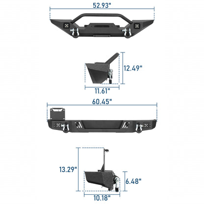 Aftermarket Front & Rear Bumper w/ LED Lights For 1976-1986 Jeep CJ-5 CJ-7 CJ-8 Scrambler - Ultralisk4x4