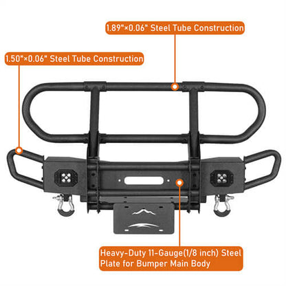 Rock Crawler Stubby Front Bumper w/Grille Guard For 2007-2018 Jeep Wrangler JK - Ultralisk4x4