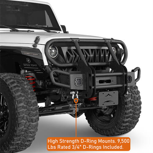Rock Crawler Stubby Front Bumper w/Grille Guard For 2007-2018 Jeep Wrangler JK - Ultralisk4x4