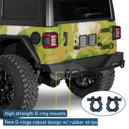 Off-Road Rear Bumper w/ LED spotlights For 2018-2026 Jeep Wrangler JL - Ultralisk4x4