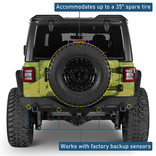 Off-Road Rear Bumper w/ LED spotlights For 2018-2026 Jeep Wrangler JL - Ultralisk4x4