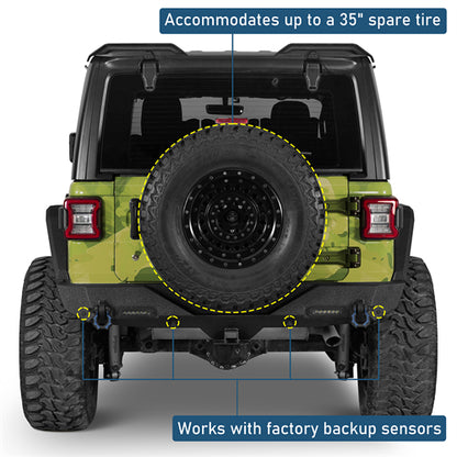 Off-Road Rear Bumper w/ LED spotlights For 2018-2026 Jeep Wrangler JL - Ultralisk4x4