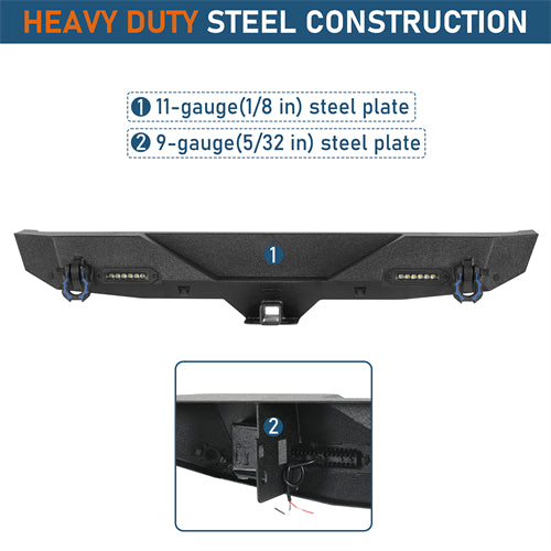 Off-Road Rear Bumper w/ LED spotlights For 2018-2026 Jeep Wrangler JL - Ultralisk4x4