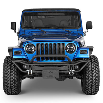 Road Trip Tubular Front Bumper w/ LED Spotlights For 1997-2006 Jeep Wrangler TJ - Ultralisk4x4