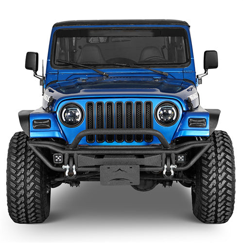 Road Trip Tubular Front Bumper w/ LED Spotlights For 1997-2006 Jeep Wrangler TJ - Ultralisk4x4