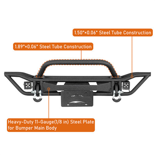 Road Trip Tubular Front Bumper w/ LED Spotlights For 1997-2006 Jeep Wrangler TJ - Ultralisk4x4