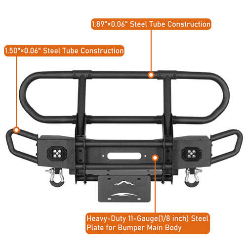 Rock Crawler Front Bumper w/ Grille Guard & Winch Plate For 2018-2026 Jeep Wrangler JL & 2020-2025 Gladiator JT - Ultralisk4x4