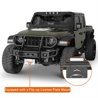 Rock Crawler Front Bumper w/ Grille Guard & Winch Plate For 2018-2026 Jeep Wrangler JL & 2020-2025 Gladiator JT - Ultralisk4x4