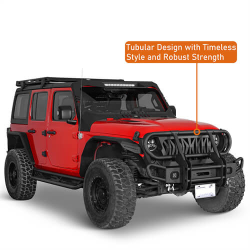 Rock Crawler Front Bumper w/ Grille Guard & Winch Plate For 2018