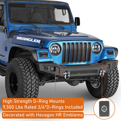 Off Road Front Bumper w/ LED spotlights included For 1997-1906 Jeep Wrangler TJ - Ultralisk4x4