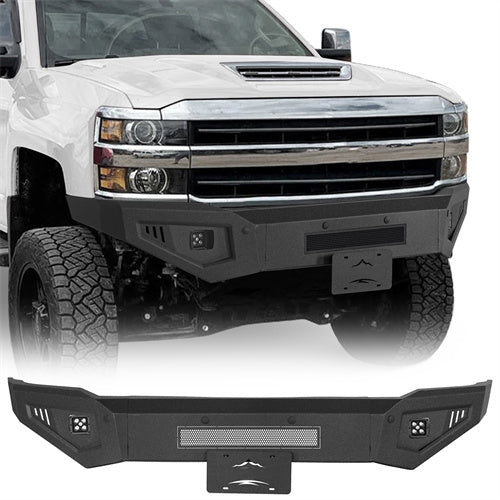 Front Bumper w/ LED Spotlights Included For 2015-2019 Chevy Silverado 2500HD/3500HD - Ultralisk4x4